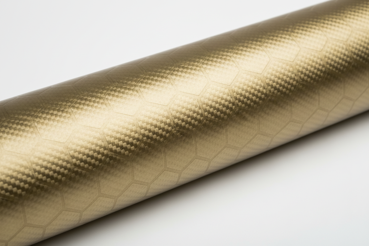 Film Vinyle Honeycomb Carbon Fiber Matte Gold